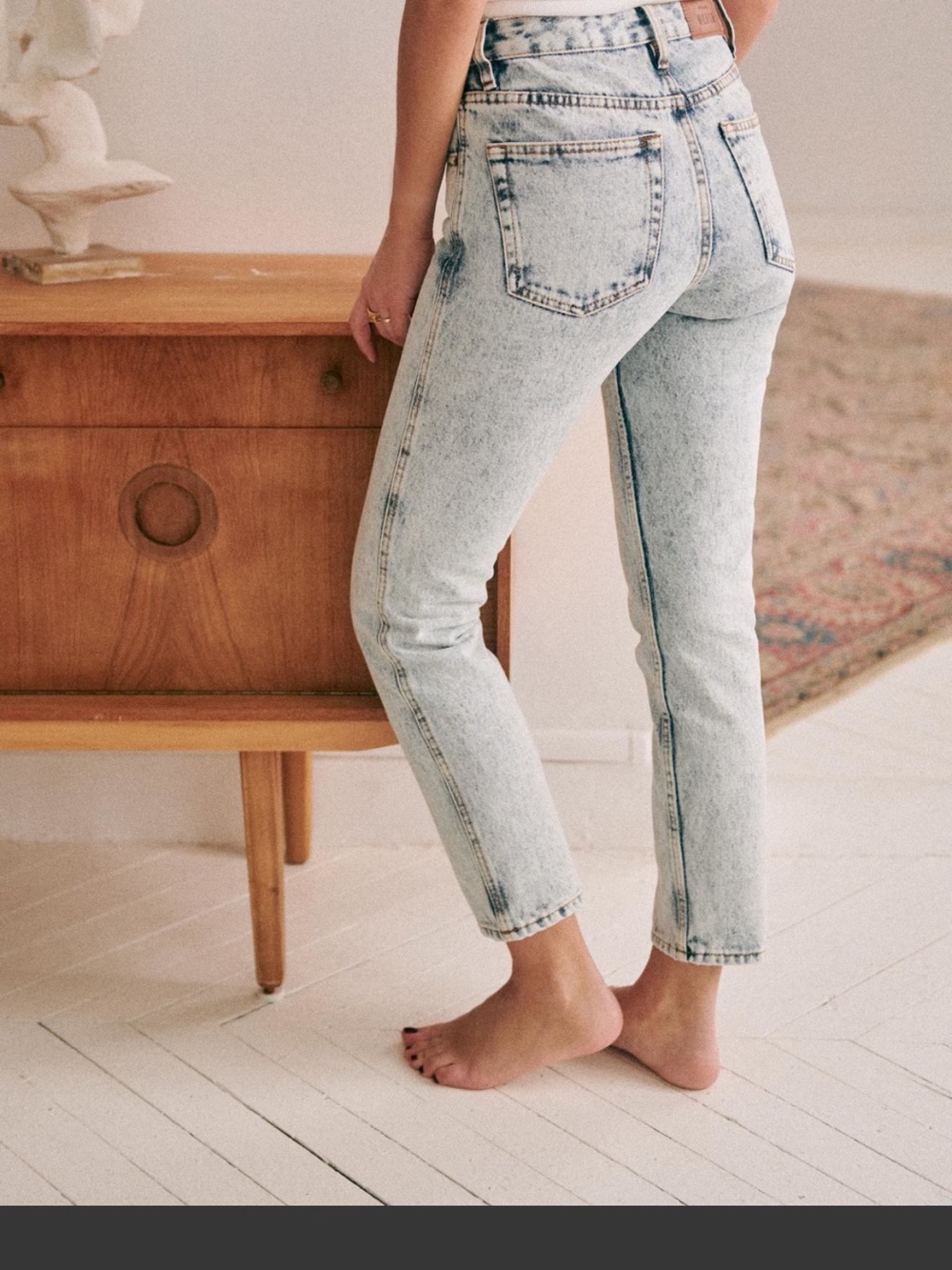 Sezane Edge Blue 100% Organic Cotton Button-Fly High-Waist Jeans